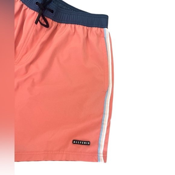 All Fenix Men’s Swim Shorts Melon with Navy Trim Medium - Picture 3 of 7